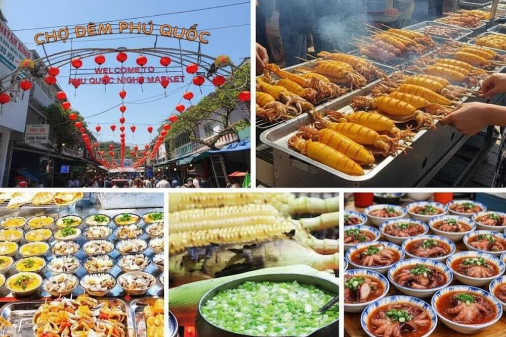 Khu phố ẩm thực với nhiều m&oacute;n ăn thơm ngon cho bạn thưởng thức.